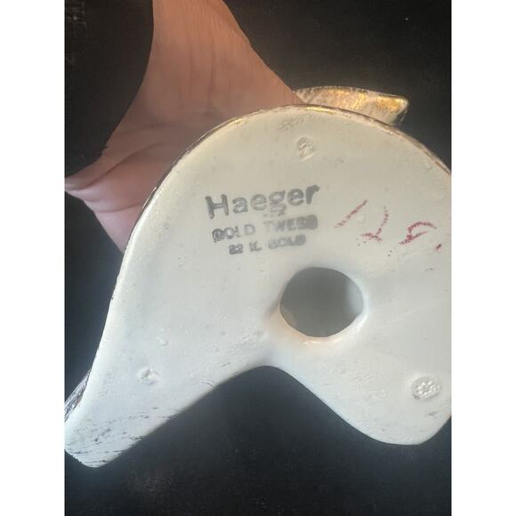 Set 2 Vintage MCM Haeger Tweed Calla Lily Candle Holder Vase 22K Gold Trim Pair - Picture 9 of 16